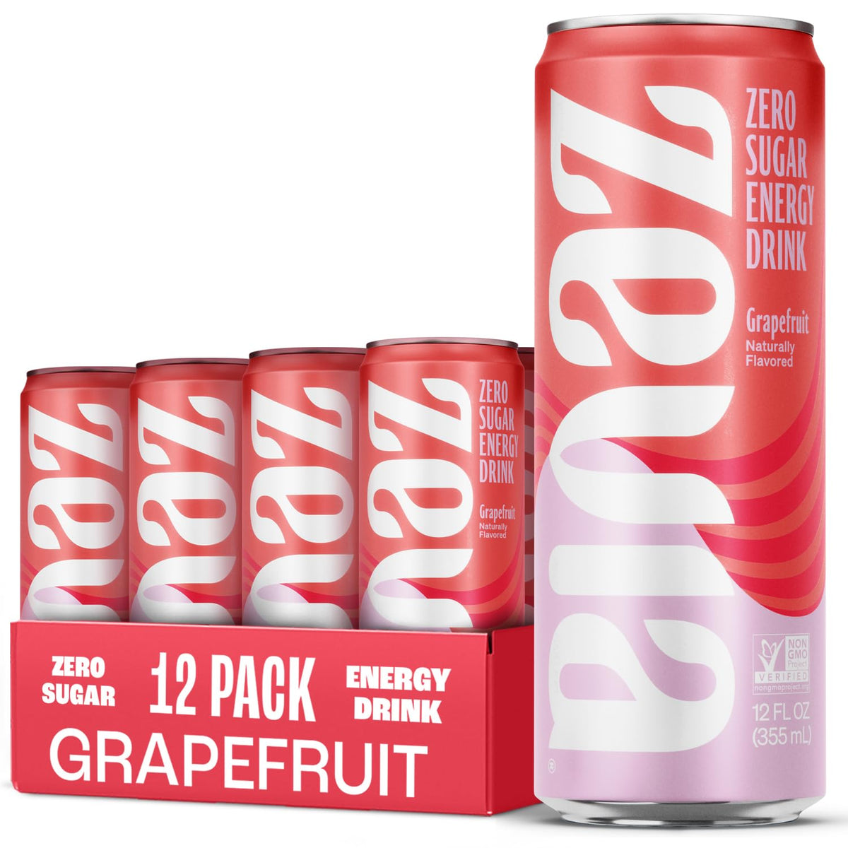 Zevia Zero Sugar Energy Drink, Grapefruit, 12 oz Cans (12-Pack) - Naturally Sweetened, Non-GMO Project Verified, Gluten-Free, Vegan