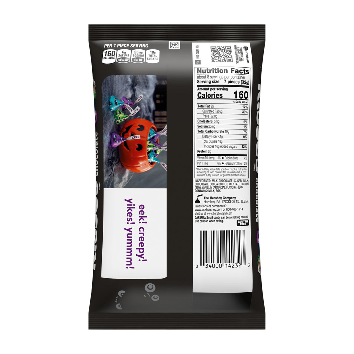 HERSHEY'S KISSES Milk Chocolate Monster, Halloween Candy Bag, 9 oz