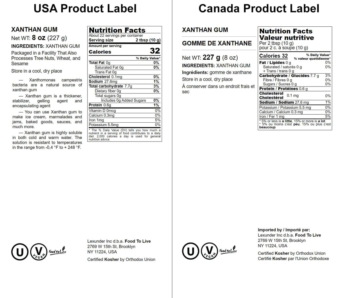 Food to Live Xanthan Gum, 8 Ounces - Kosher, Vegan, Keto Friendly, Pure Powder, Bulk, Great for Baking