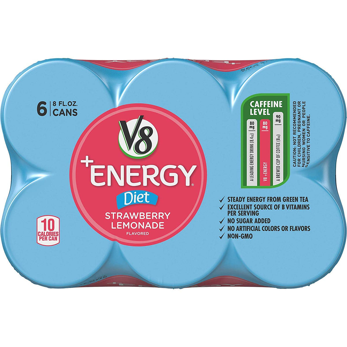 V8 +energy Diet Strawberry Lemonade 6 - 8 oz Cans (Pack of 2)