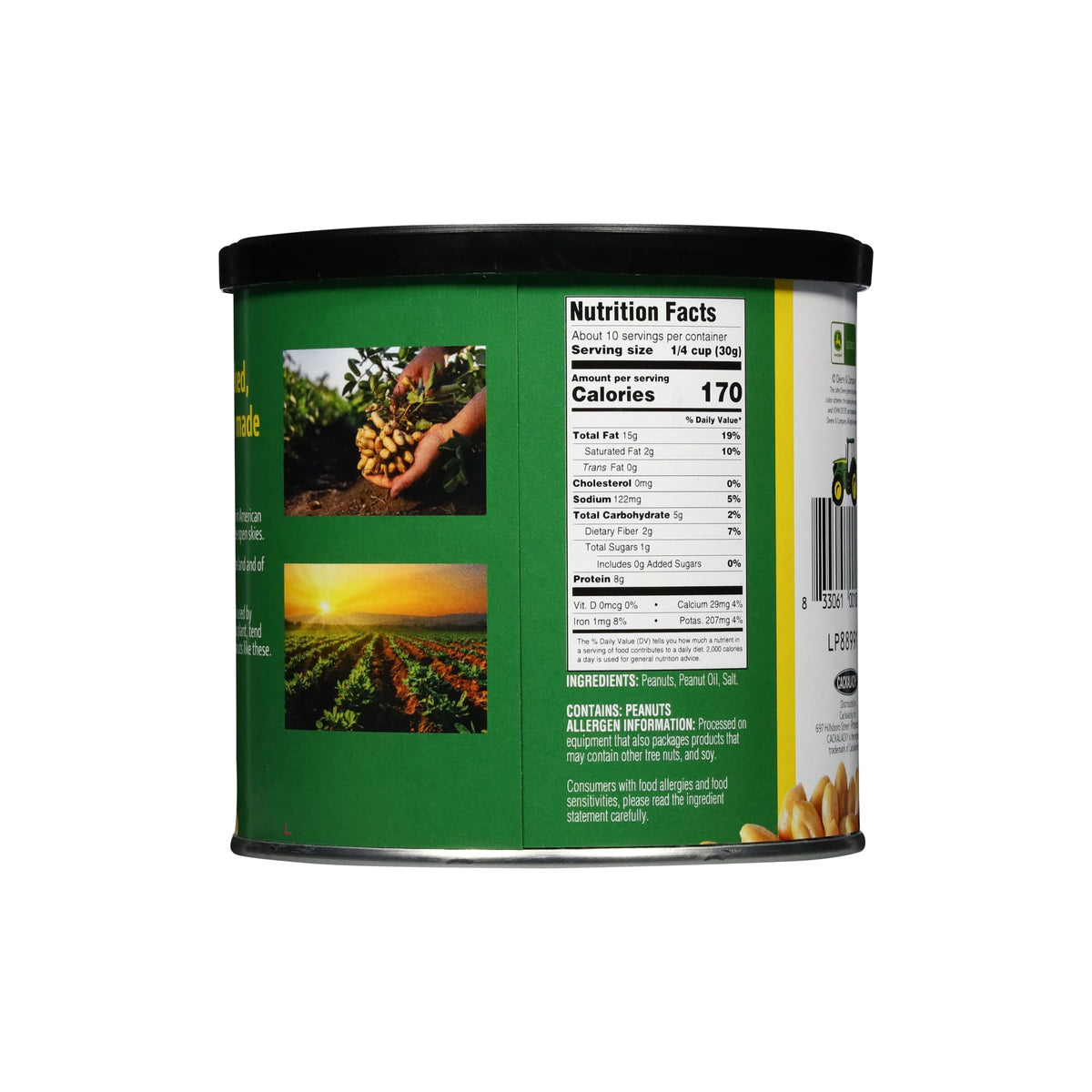 Cackalacky John Deere Salted Peanuts - 12 Ounce - Certified Gluten Free Roasted and Salted Nuts, Grown in USA