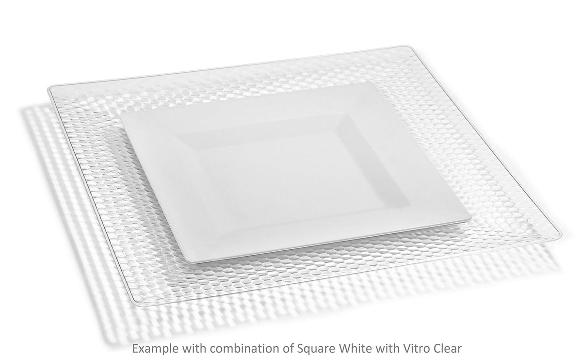 " OCCASIONS " 40 Pieces Plates Pack, Heavyweight Disposable Wedding Party Plastic Bowls (12 oz Soup Bowl, Square white)