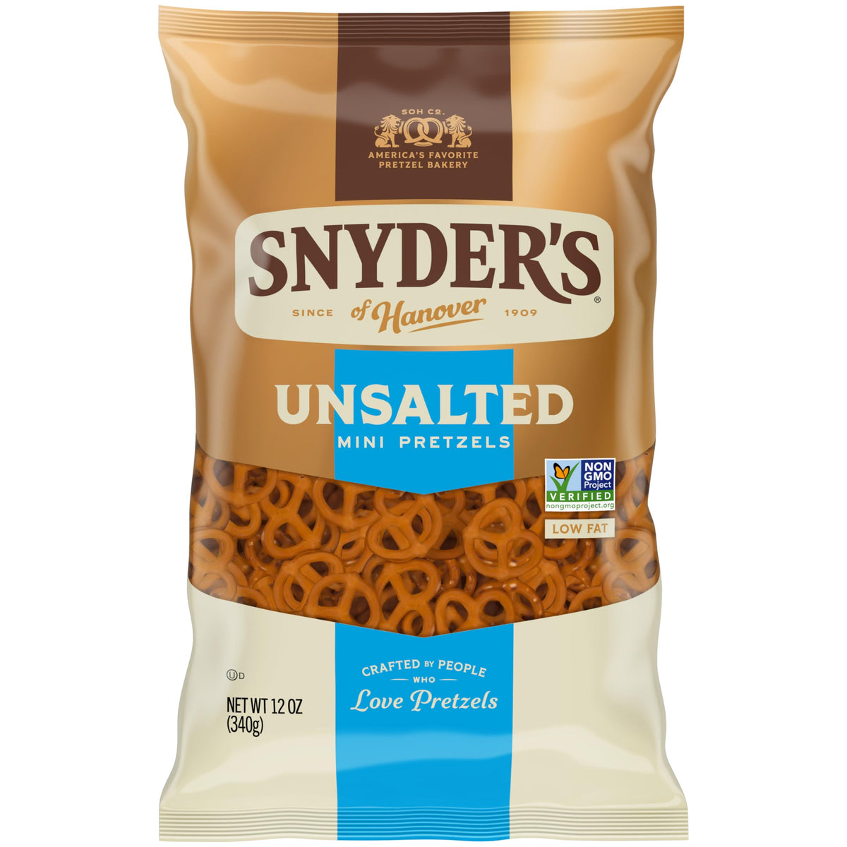 Snyder's of Hanover, Unsalted Mini Pretzels, 12 Oz Bag