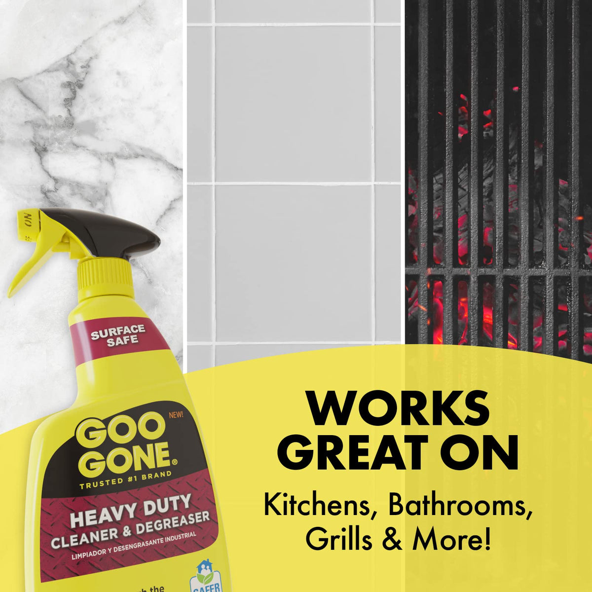Goo Gone Heavy Duty Cleaner & Degreaser Spray With Microfiber Cleaning Towel - Cuts Through Tough Grease, Oil & Grime - 32 Oz (2 Pack + Towel)