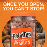 P-Nuttles Butter Toffee Covered Peanuts, Sweet Salty Snack, Nuts, Made in USA, Kosher, Party, Crunchy Nut, 44 oz Jar