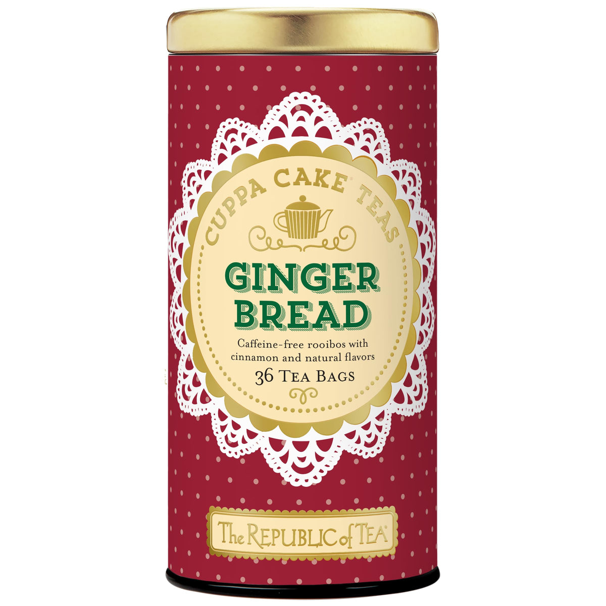 The Republic of Tea Gingerbread Cuppa Cake Red Tea, 36 Tea Bag Tin
