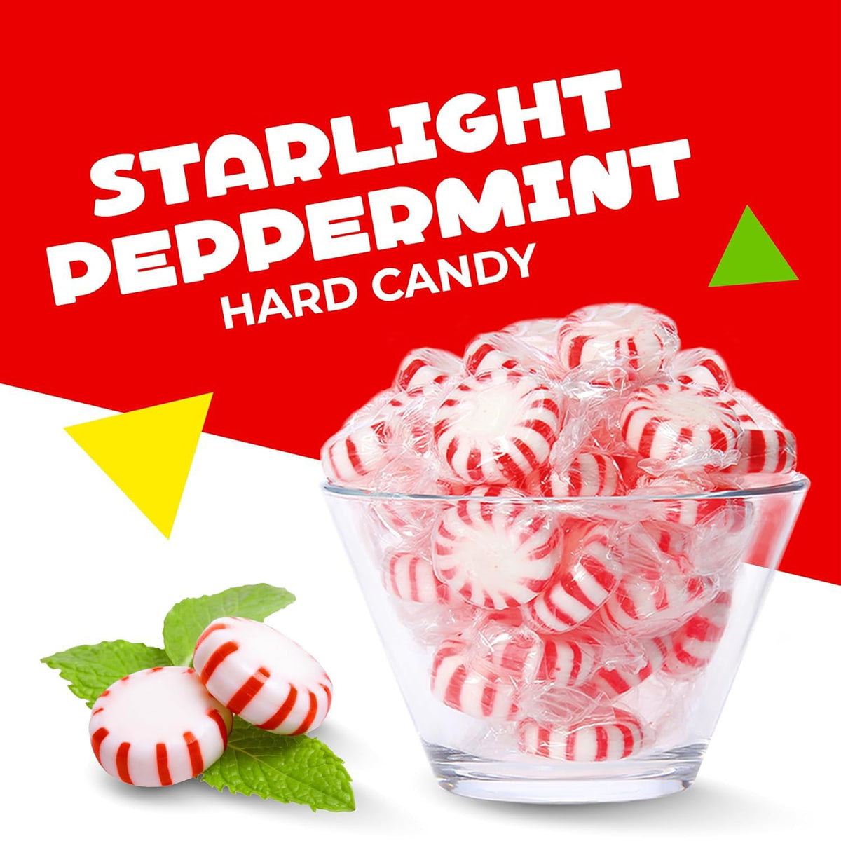 Arcor Starlight Peppermint Mints | 1 Pound Bag - Approx. 75 Count | Old Fashioned Hard Candy | Individually Wrapped Candy for Office Bowls & Gifting