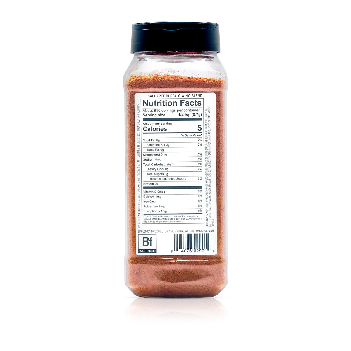 Spiceology - Buffalo Wing Salt-Free Seasoning - Tangy Spice Blend of Paprika, Chili Peppers, Tomato Powder & Honey Granules - Ideal for Chicken Wings