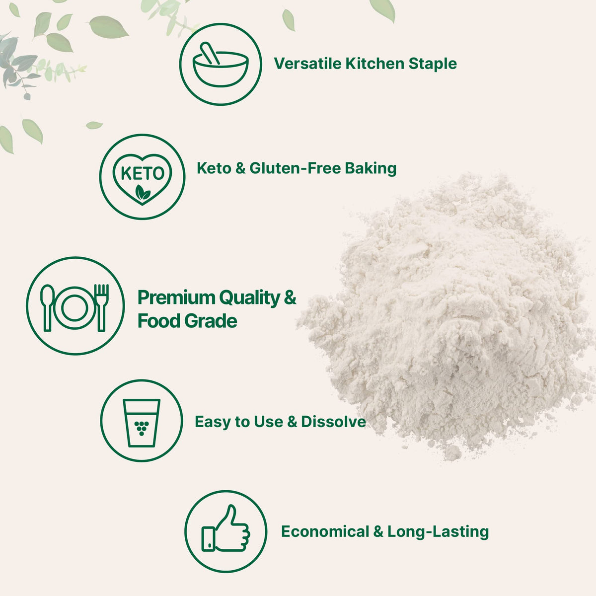 Micro Ingredients Xanthan Gum Powder 2lb (32oz) Premium Quality for Keto & Gluten-Free Baking Unflavored Thickening Agent for Cooking Non-GMO Vegan