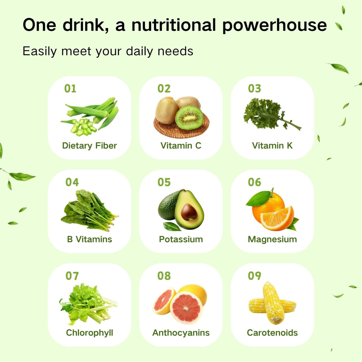 Liquid Salad High Fiber Veggie Pouches, Superfood Smoothie with Prebiotic & 16 Fruits & Vegetables, Convenient Ready-to-Eat Juice for Gut Health