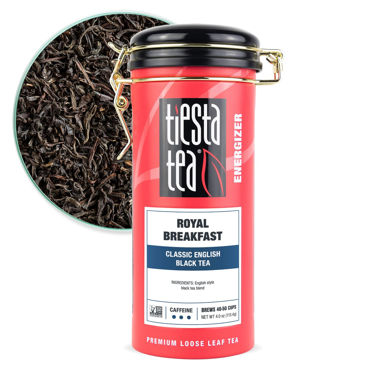 Tiesta Tea - Royal Breakfast, Loose Leaf, Classic English Black Tea, Premium High Caffeine Hot & Iced Blend, Brews Up to 50 Cups, 4oz Refillable Tin
