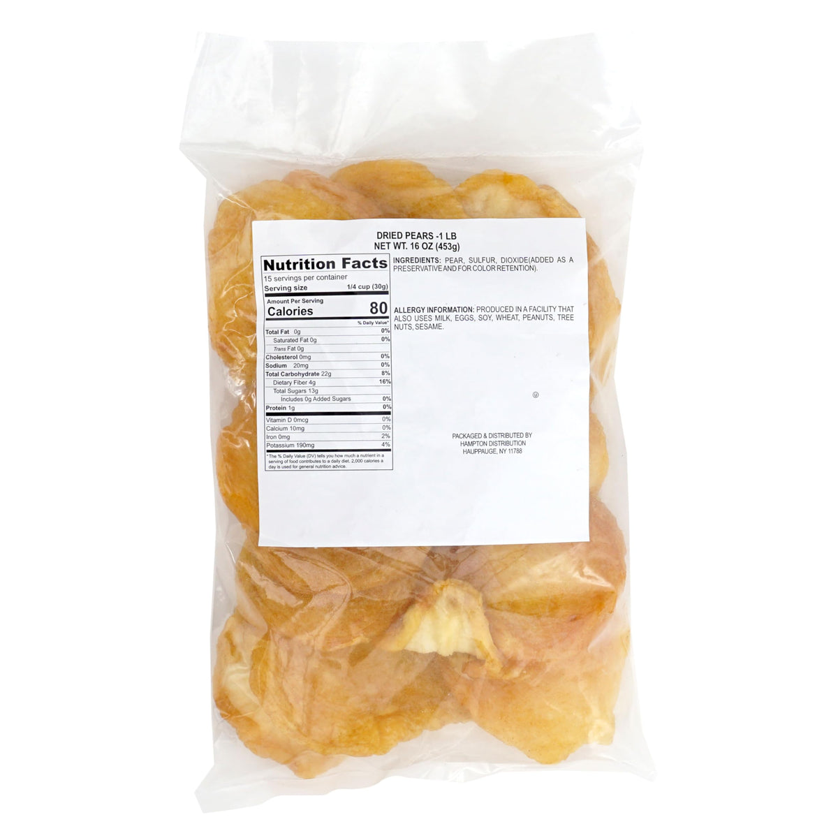 Dried Pears, 1 Pound Bag, The Hampton Popcorn & Candy Company