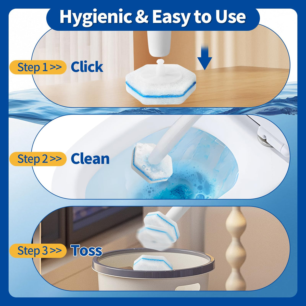 Swilsweep 100 Count Toilet Bowl Wand Refills, Disposable Toilet Cleaner Refills, Disposable Wand Heads Compatible with Clorox and the Most Toilet