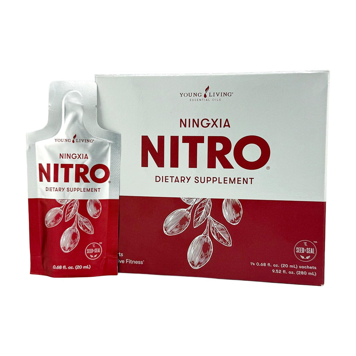 Young Living NingXia Nitro | 1 Pack (14 Sachets) | Energizing Wolfberry Drink with Green Tea & Korean Ginseng | Supports Focus, Energy & Physical