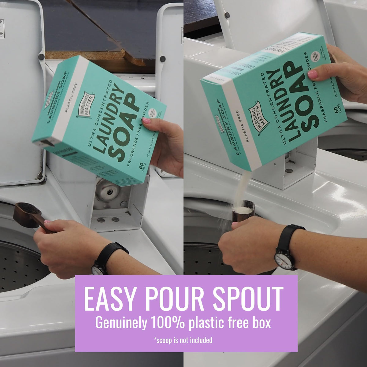 Ingredients Matter Powder Laundry Soap - Fragrance Free, Hypoallergenic Detergent, Natural & Eco-Friendly, Plastic Free, Made in USA, Natural