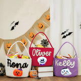 Personalized Halloween Basket for Kids Custom Trick or Treat Bags with Name Customized Woven Candy Bag with Handle Halloween Pumpkin Bucket Ghost