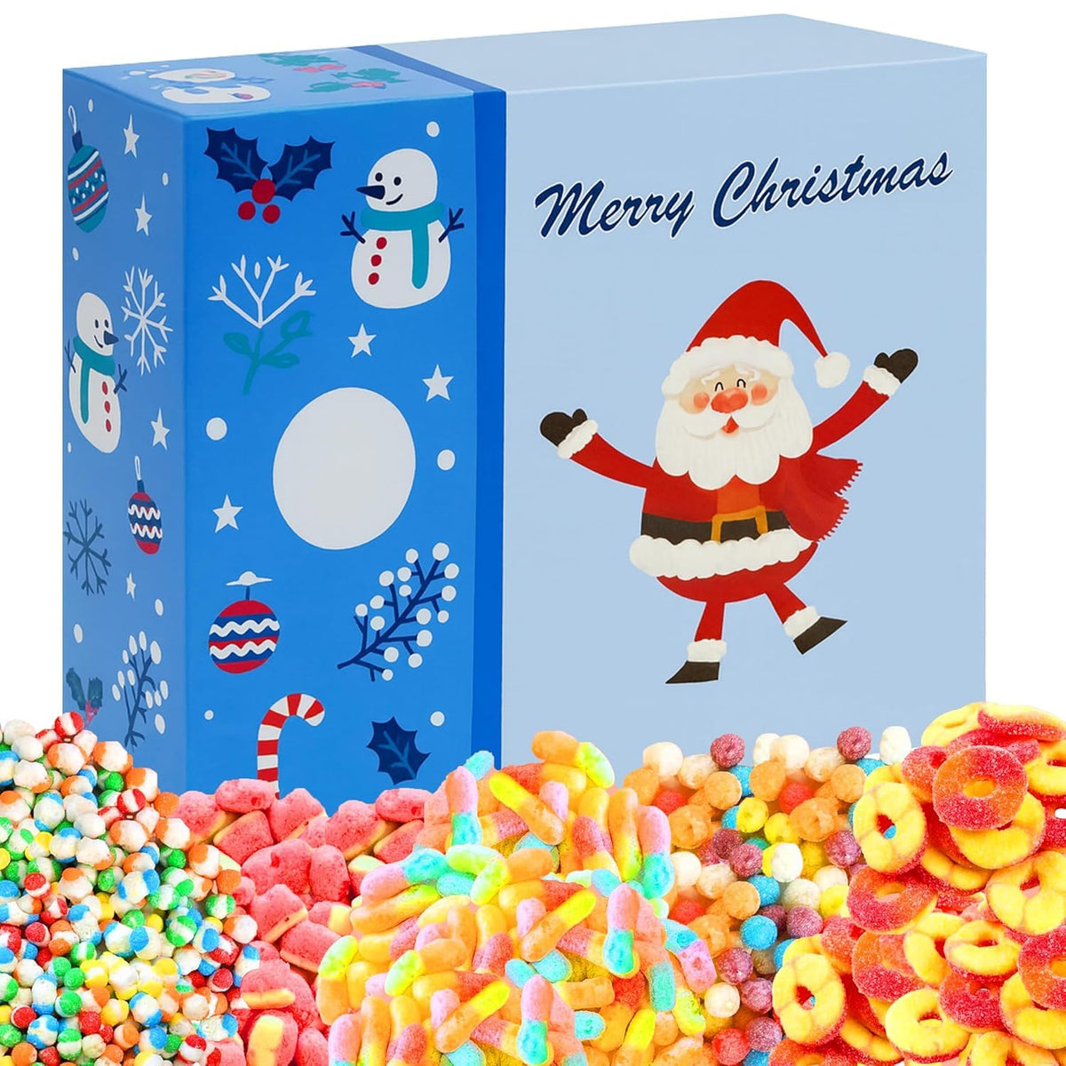 Freeze Dried Candy Variety Mix, Crunchy Worms, Peach Rings, Rainbow Chews, Watermelon Bites & Mini Puffs, Sweet & Sour Crunch Snack, Unique Gift