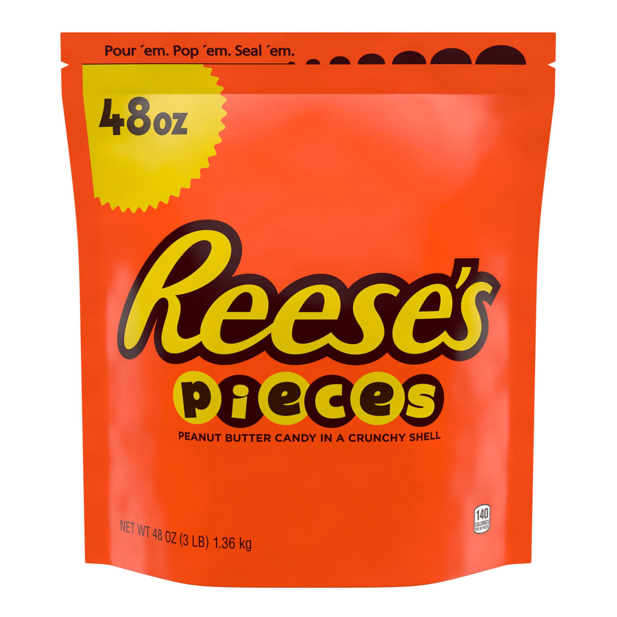 REESE'S PIECES Peanut Butter in a Crunchy Shell, Candy Bulk Bag, 48 oz