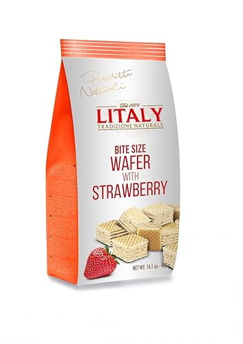 Litaly Bite Size Wafers with Strawberry, 14.1 Ounce