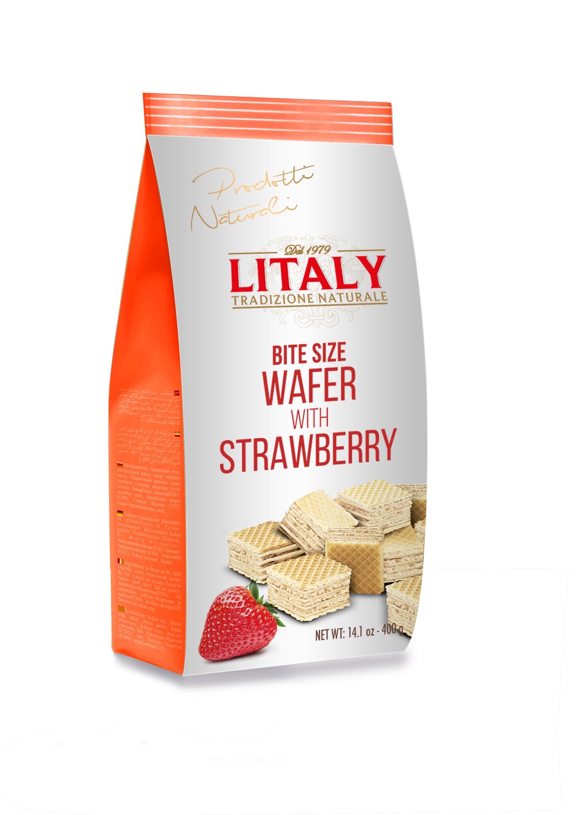 Litaly Bite Size Wafers with Strawberry, 14.1 Ounce