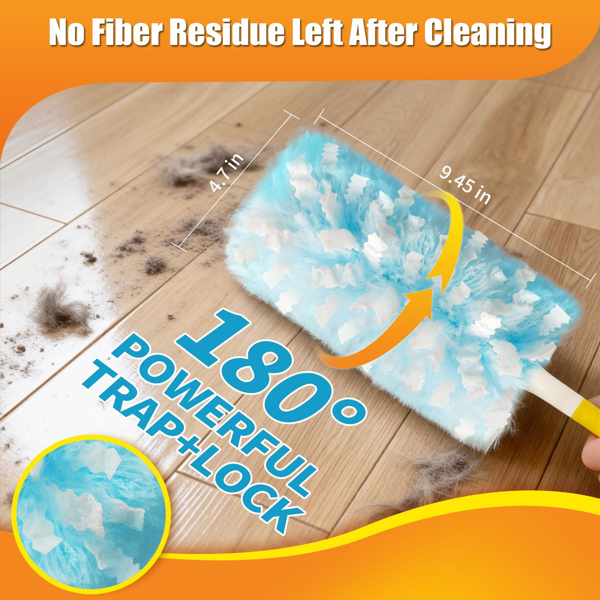 Swilsweep 40 Count Duster Refills with 1 Short Handle & 3 ft Extendable Handle, Compatible with Swiffer Duster, 180° Disposable Microfiber Cleaning