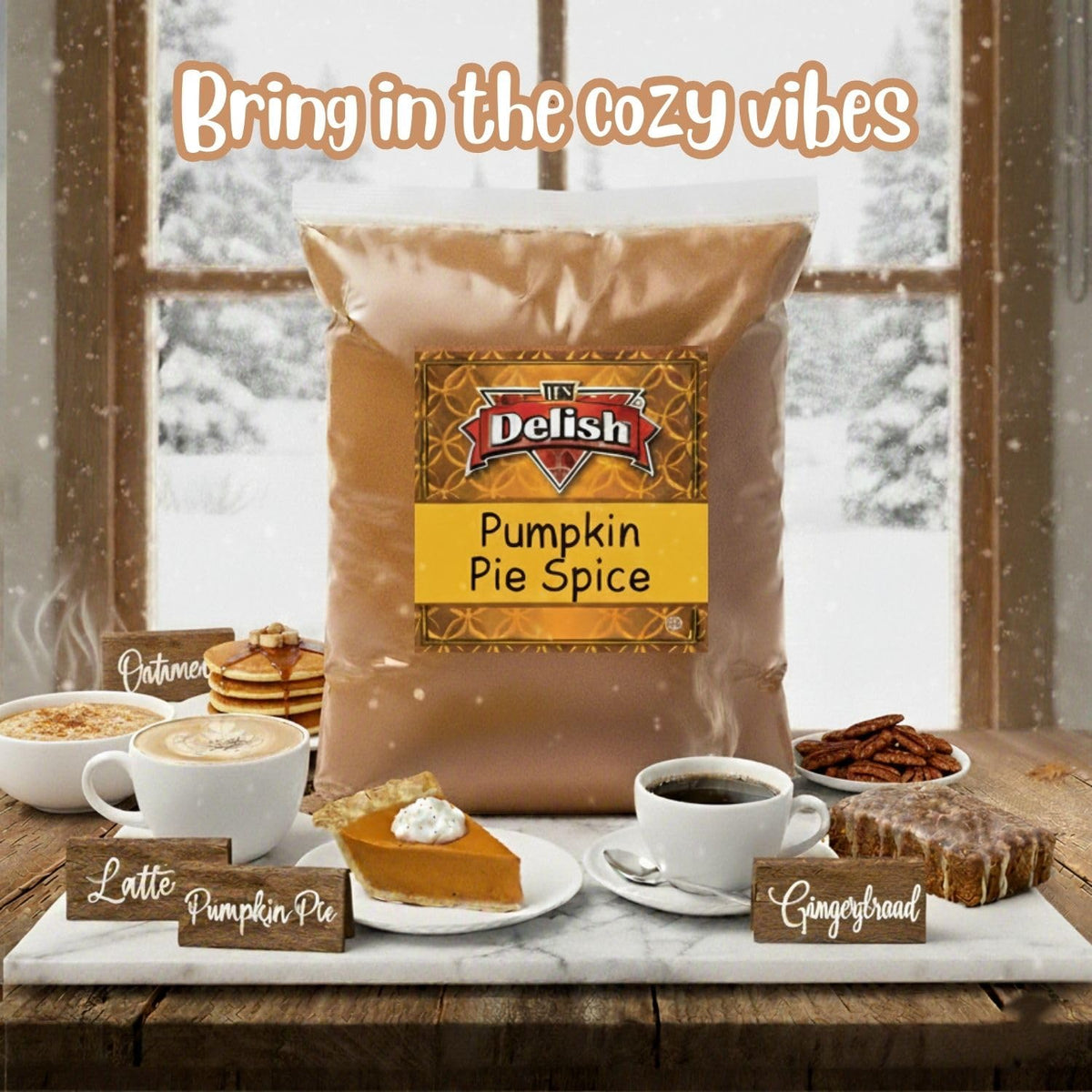 Gourmet Pumpkin Pie Spice Powder by It's Delish, 1 Lb Bulk Bag | Awesome Pumkin and Apple Pies Seasoning | Coffee Latte Tea Holiday Baking | Blend