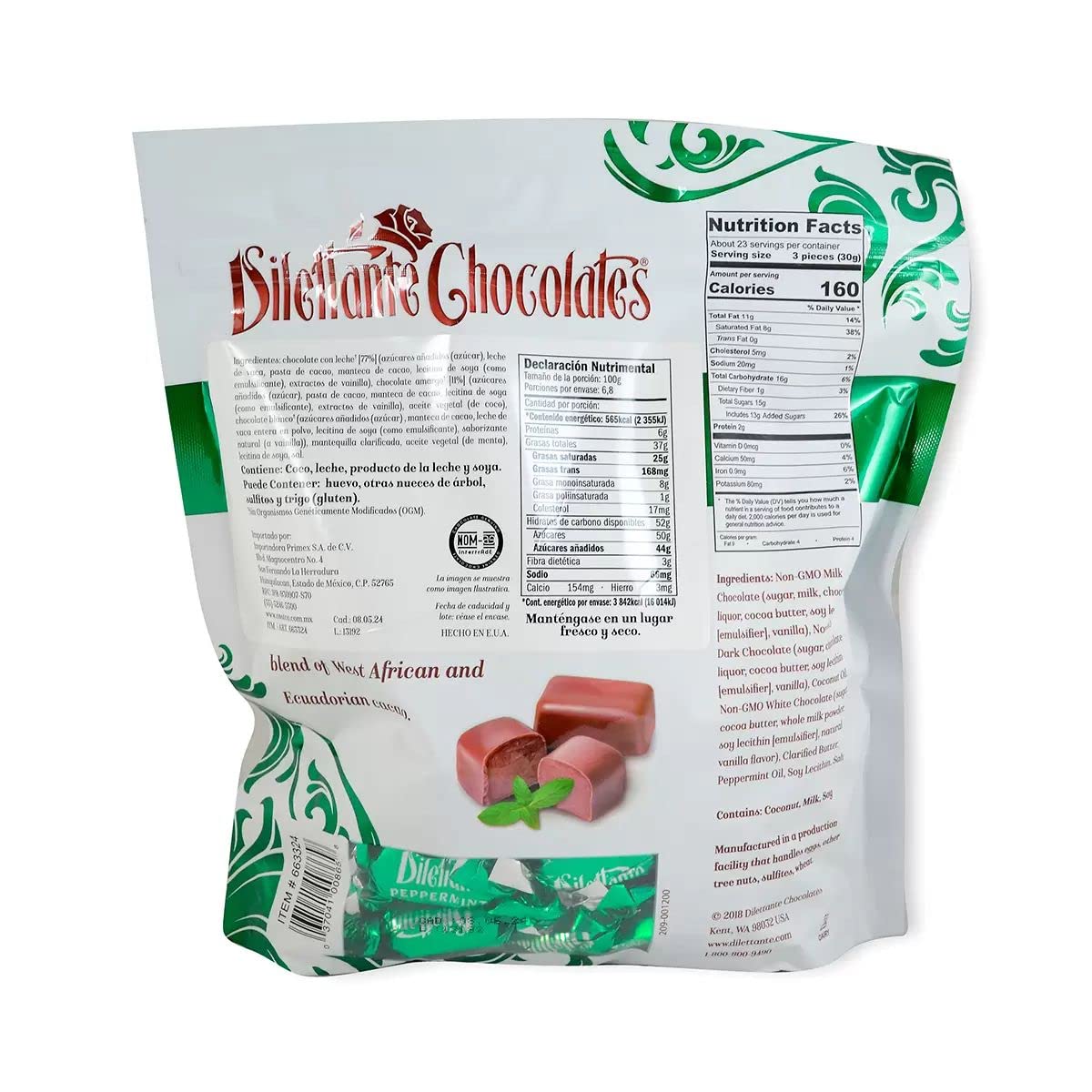 Peppermint Double Milk Chocolate Truffle Cremes - Dilettante 24oz