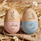 Custom Easter Egg, Personalized Easter Hollow Fillable Wooden Eggs, First Easter Gift for Boys Girls, Easter Home Decor