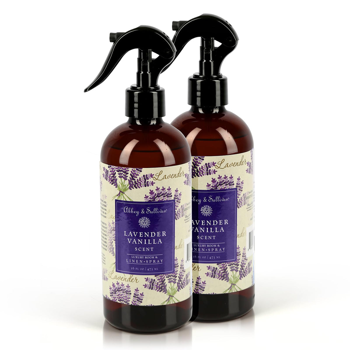 Abbey & Sullivan Linen Spray, Lavender Vanilla, Fabric Freshener and Odor Eliminator, Pack of 2, 16 oz