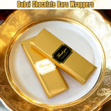 Dreamtop 100PCS Large Dubai Chocolate Bar Pistachio Wrappers Packaging with Stickers, 11 x 7.9 inch Chocolate Bar Gold Aluminum Foil Wrapper