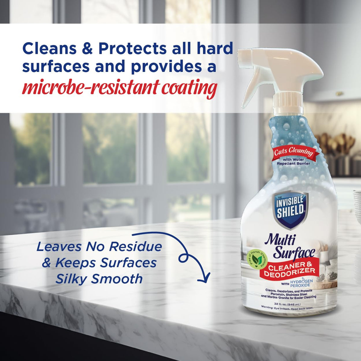 Invisible Shield Multi Surface Cleaner, Deodorizer with Hydrogen Peroxide- 32 fl. oz. (Great for ALL Surfaces) by UNELKO- Clean-X (3)