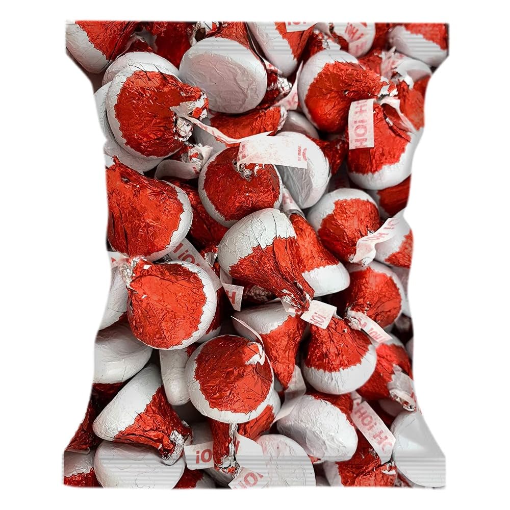 Candykrave Hershey'ss Santa Hat Kisses Milk Chocolate candy - (1LB 90 pcs) - Bulk chocolate Silver Foil Candy variety pack - Delicious Treats