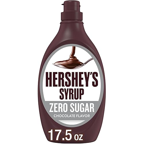 HERSHEY'S Zero Sugar Chocolate Syrup Bottle, 17.5 oz