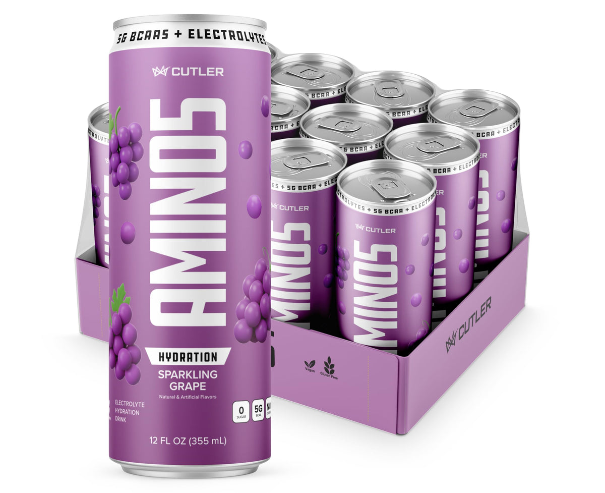 Cutler Nutrition Amino5 BCAA Hydration Drink, Sparkling Grape, 12 Pack