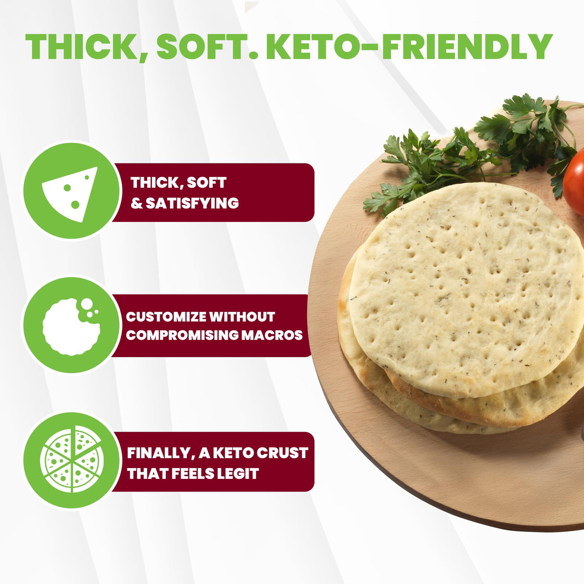 WiO SmartFoods™ 7.5" Pizza Crusts, 6-Count, Low-Carb, Protein-Rich Pizza Dough, Keto-Friendly, Fat-Free, Delicious Fresh Flatbread for Homemade Pizzas