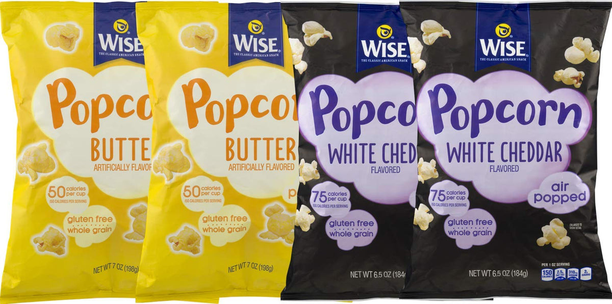 Wise Foods Butter & White Cheddar Air Popped Popcorn Variety 4-Pack