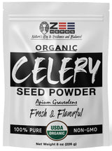 Organic Celery Seed Powder, Apium graveolens Fresh and Flavorful - ZeeHERBS (8 oz)