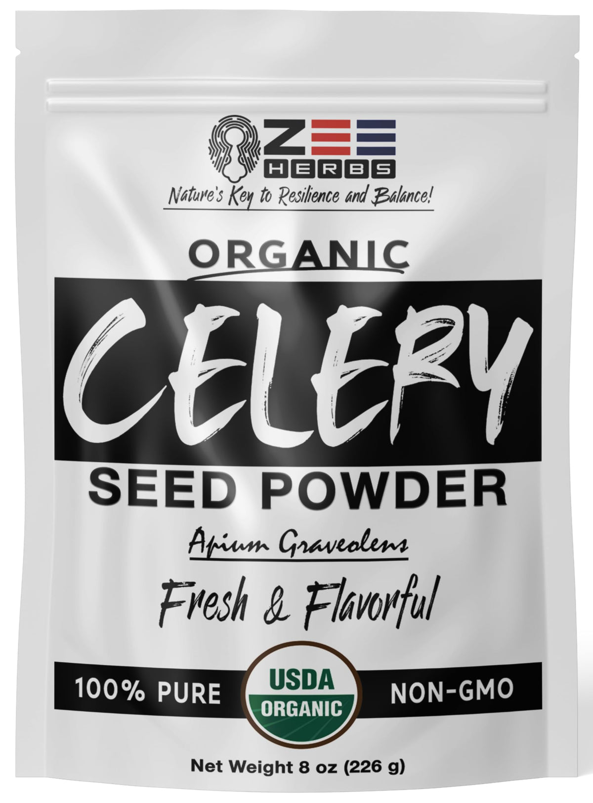 Organic Celery Seed Powder, Apium graveolens Fresh and Flavorful - ZeeHERBS (8 oz)