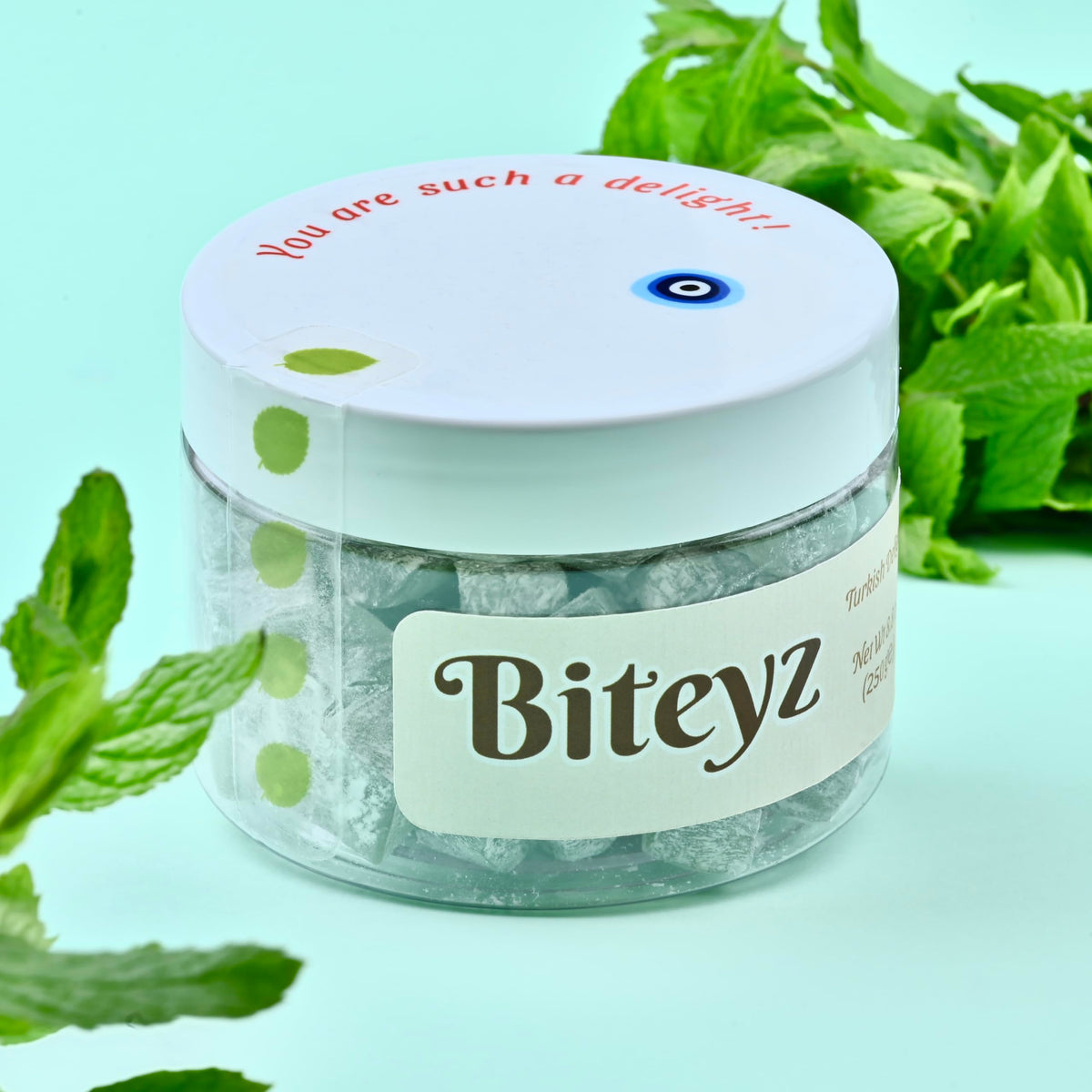 Biteyz Minty Turkish Delight, Vegan Candy Gift - Assorted Gourmet Snacks with Mint Flavor, 6 Servings of Luxury Handmade Vegan Treats