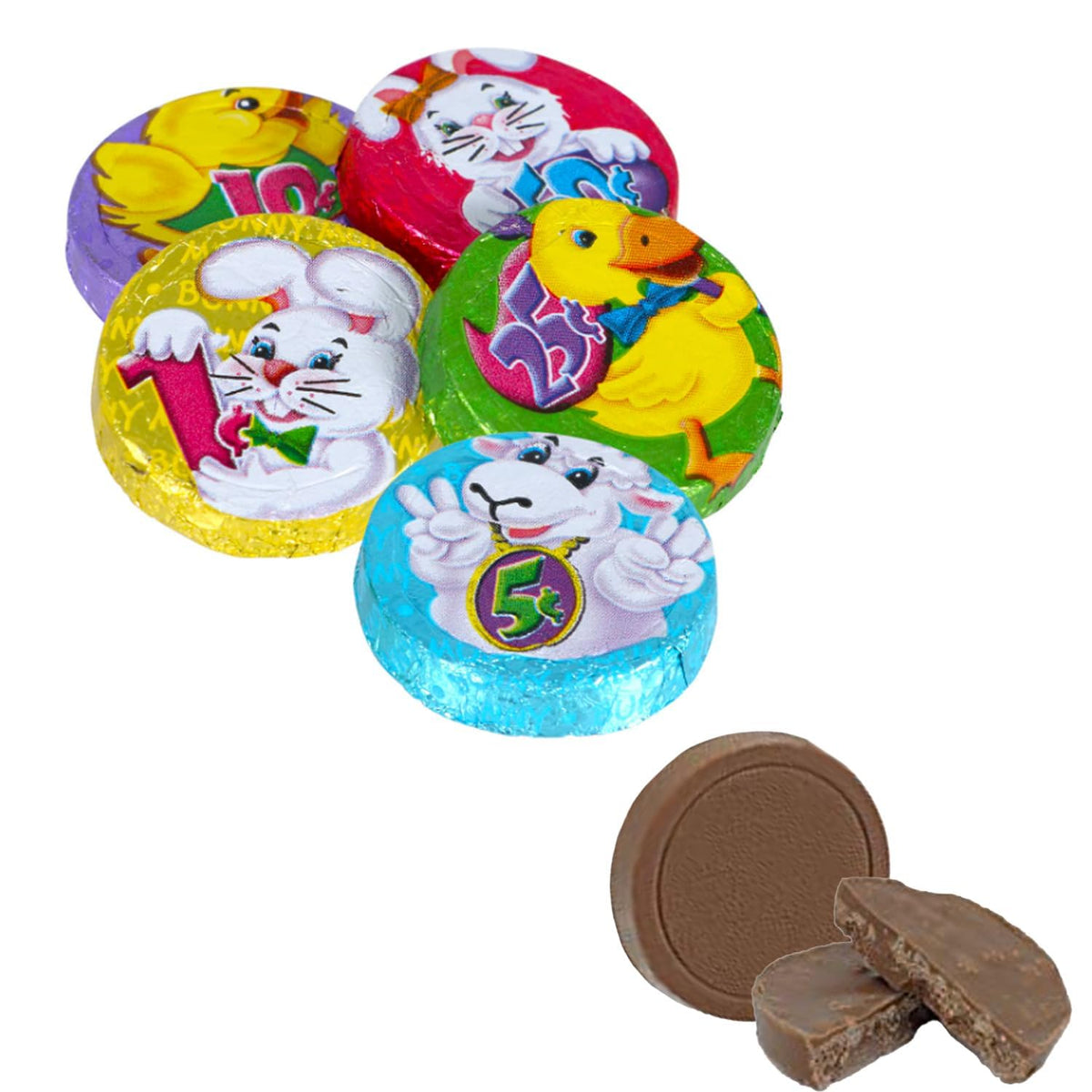 24 Pounds Fruidles Easter Double Crisp Bunny Munny Milk Chocolate, Happy Easter Day Coins, Party Bag Fillers - Individually Wrapped Foils, Kosher