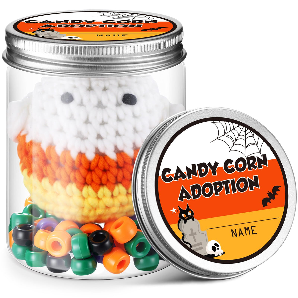 Poen Candy Corn Desk Toy Operation Christmas Gift Crochet Candy Corn DIY Toy Plush Handmade Doll Ghost Spooky Creepy Horror Gift for Kids Classroom