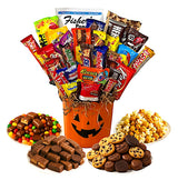 Hand-Designed Halloween Pumpkin Gift Basket with Premium Candy, Chocolates, and Snacks. Halloween Candy Gift for Kids, Families, and Clients!