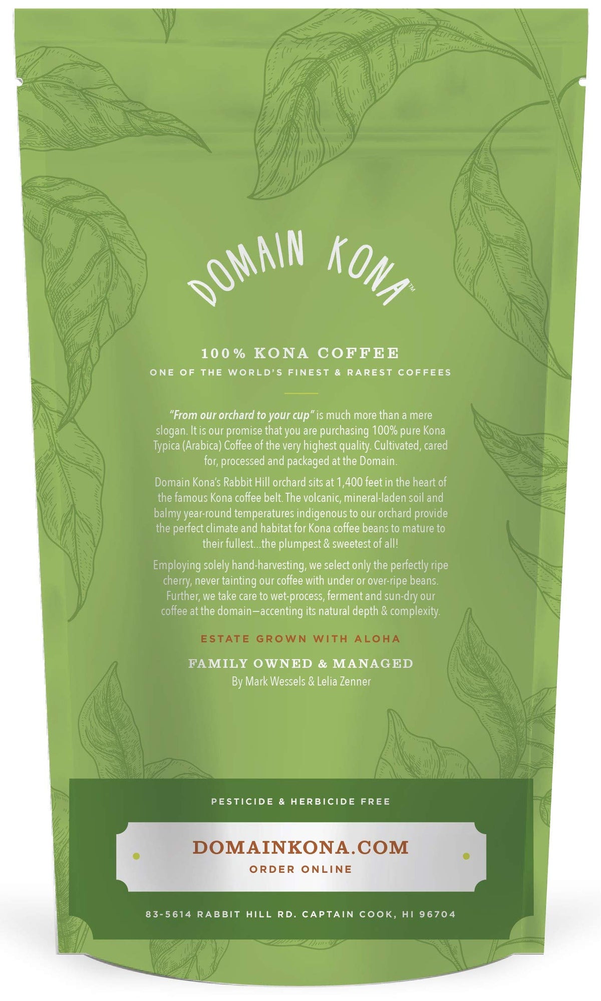 100% Kona Coffee - Whole Bean, Dark roast, Single estate gourmet coffee, 8 ounces, ships direct from Domain Kona Coffee, Farm fresh