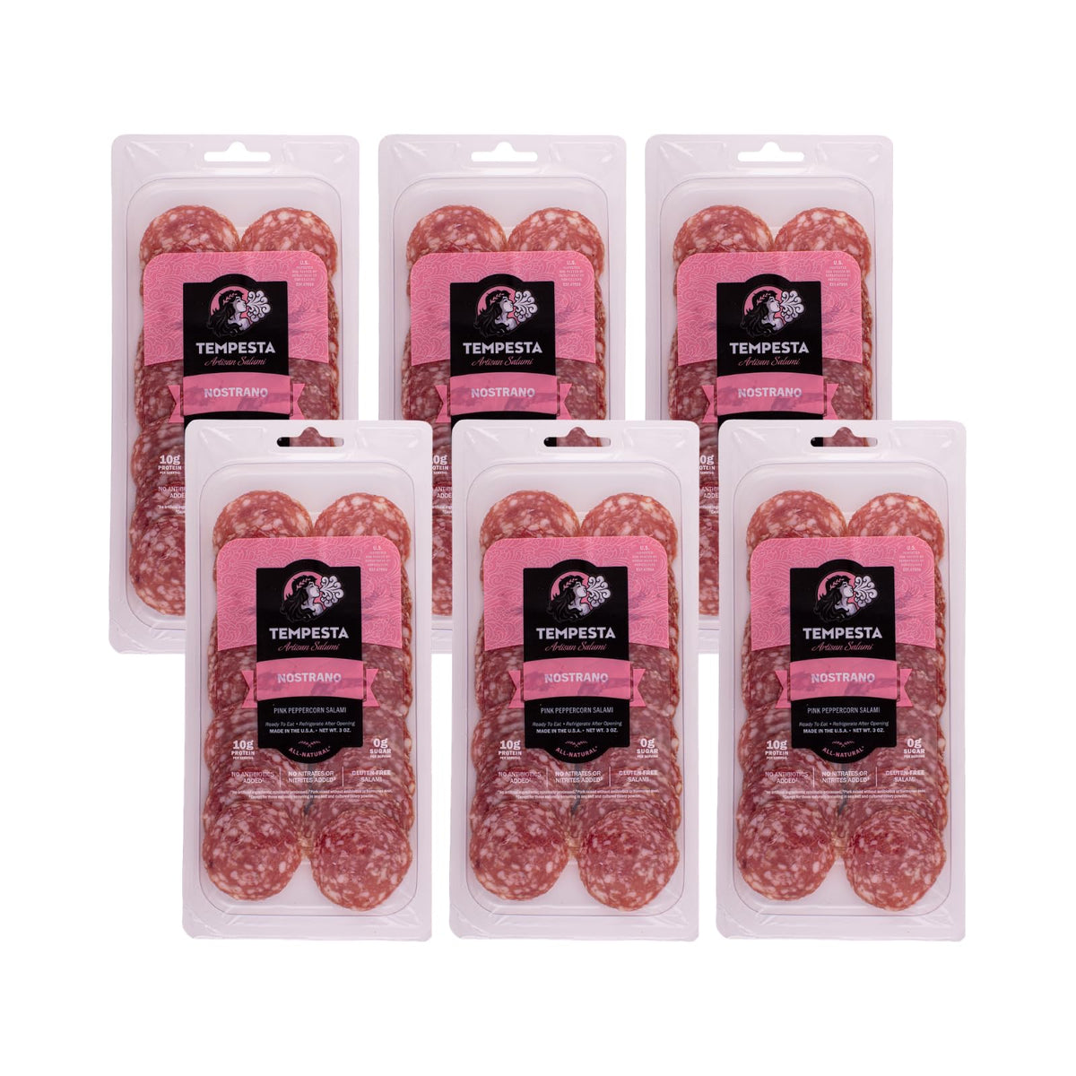 Tempesta NOSTRANO Pink Peppercorn Salami, 3 OZ (Pack of 6)