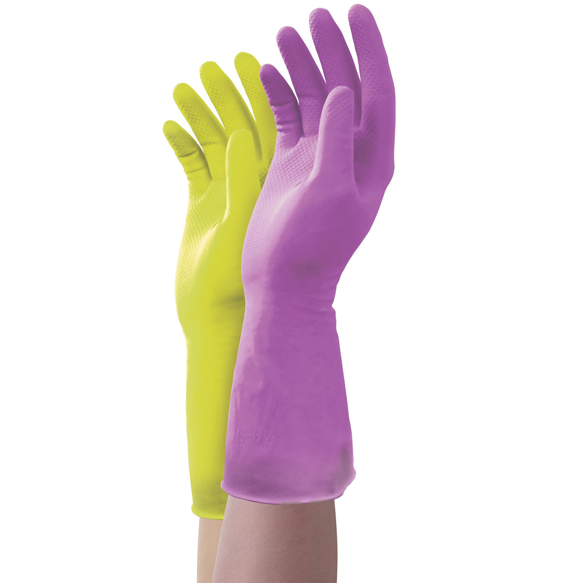 Mr. Clean Duet, Natural Latex, Beaded Cuff, Cotton Flock Lining, Non-Slip Grip Gloves, Medium