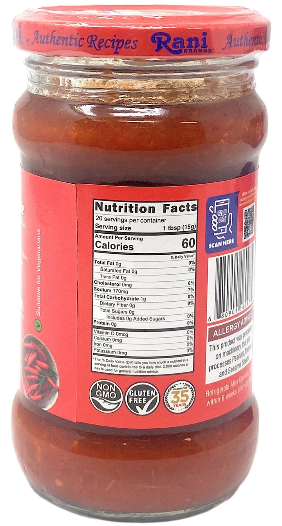Rani Red Chilli Cooking Paste 10.58oz (300g) Glass Jar ~ Vegan | Gluten Free | NON-GMO | No Colors | Indian Origin
