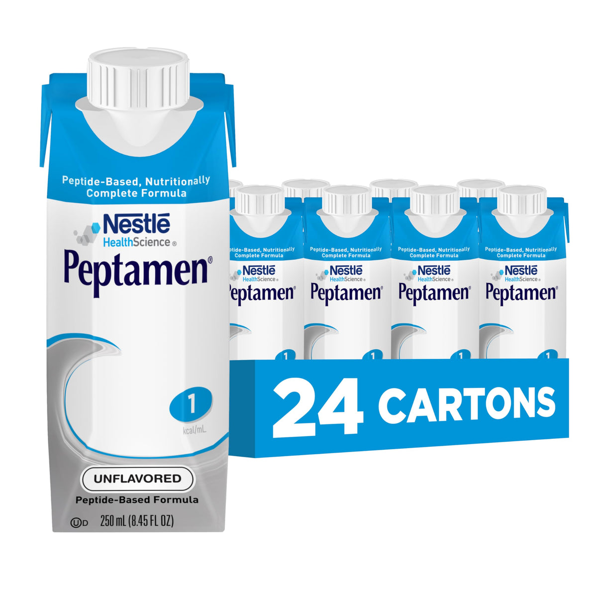 Peptamen, Calorically Dense Peptide Formula, For GI-Impaired Adults & Children 14+ (1 kcal/mL), Unflavored, 8.45 Fl Oz, 24 Count