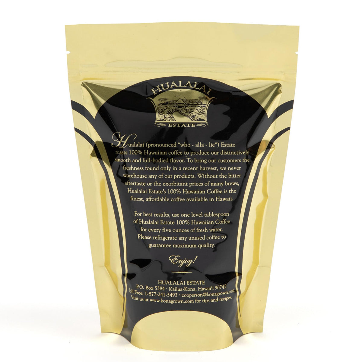 Hualalai Estate 100% Pure Kona Ground Coffee - Medium Dark Roasted Hawaiian Grown Beans - Pesticide-Free Gourmet Grade Premium Coffee (7 oz)
