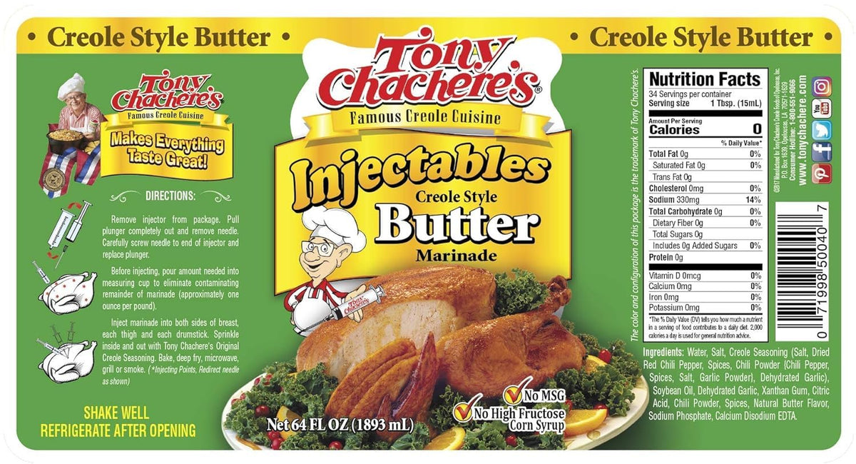Tony Chachere's Injectable Butter Creole Style Marinade, 64 oz