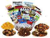 Customizable Gift Basket stuffed with chocolates cookies snacks and candies by MISTERGIFTBASKET.COM Hand-crafted for women men client sympathy
